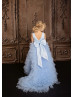 Sky Blue Satin Tulle Ruffled V Back Flower Girl Dress Sky Blue Satin Tulle Ruffled V Back Flower Girl Dress